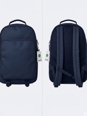 RAINS Navy Waterproof Book Daypack Large Backpack